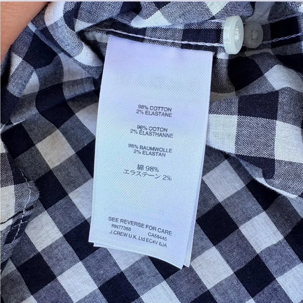 J. Crew Men Navy Blue and White Plaid Shirt Size Medium